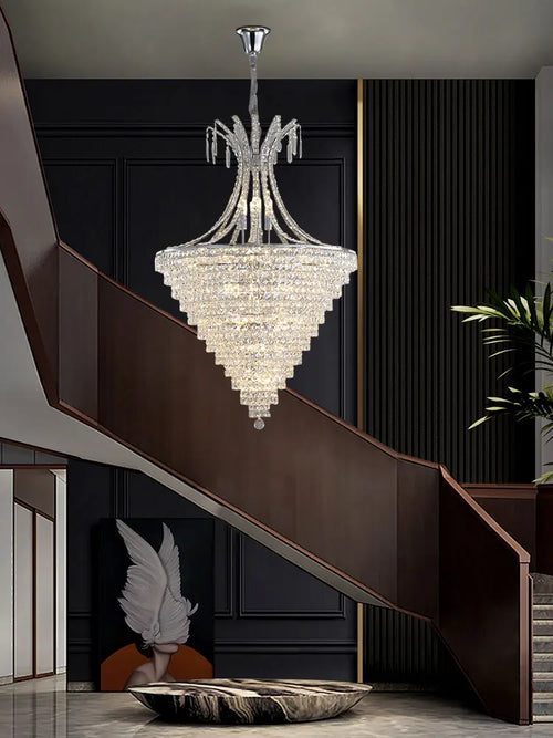 lustre en cristal chrome pour éclairage intérieur élégant - vue 5 sur 11