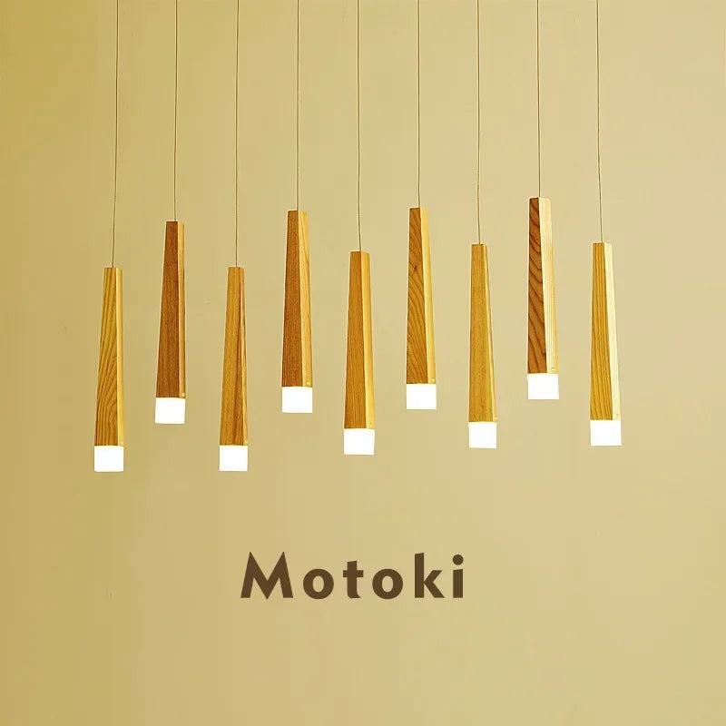 lustre à led en bois nordique pour décoration intérieure - vue 4 sur 8