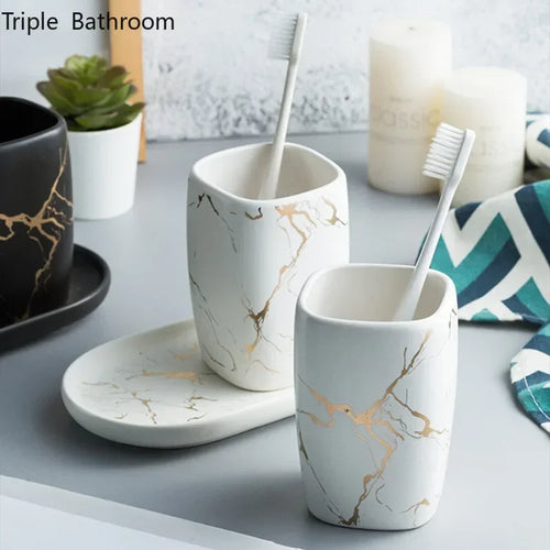 ensemble de tasse en céramique et support de brosse à dents - vue 6 sur 12