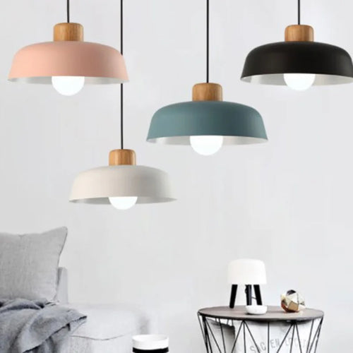 lampe suspendue style nordique macaron led en aluminium décoratif - vue 4 sur 12