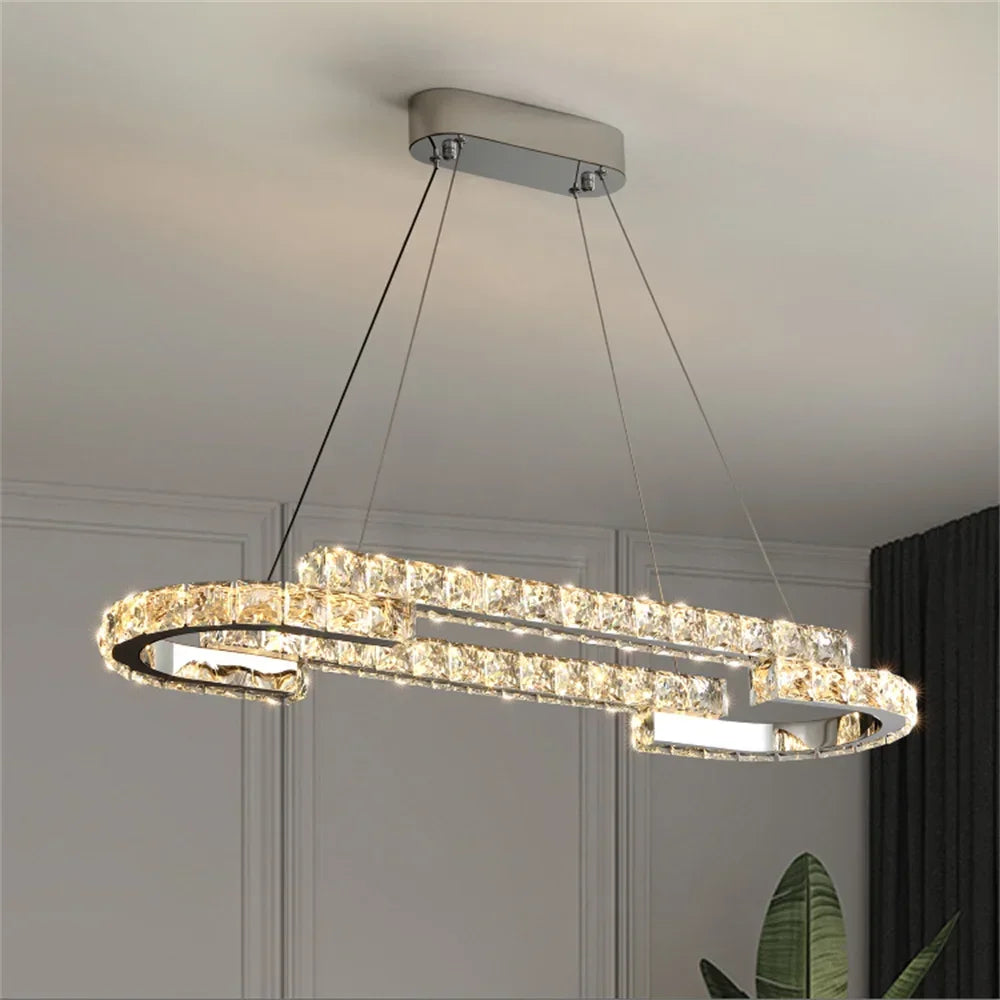 lustre led en cristal design luxe pour décoration intérieure - vue 4 sur 14