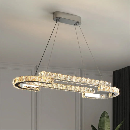 lustre led en cristal design luxe pour décoration intérieure - vue 5 sur 14