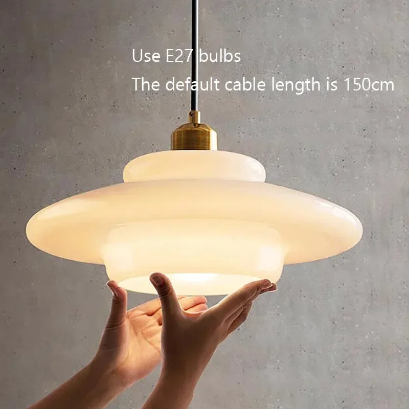 lampe suspendue moderne en verre led décorative nordique - vue 6 sur 9