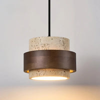 lustre moderne en bois et marbre pour décoration élégante