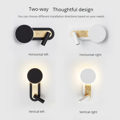 applique murale led nordique moderne rotative avec interrupteur - vue 5 sur 8