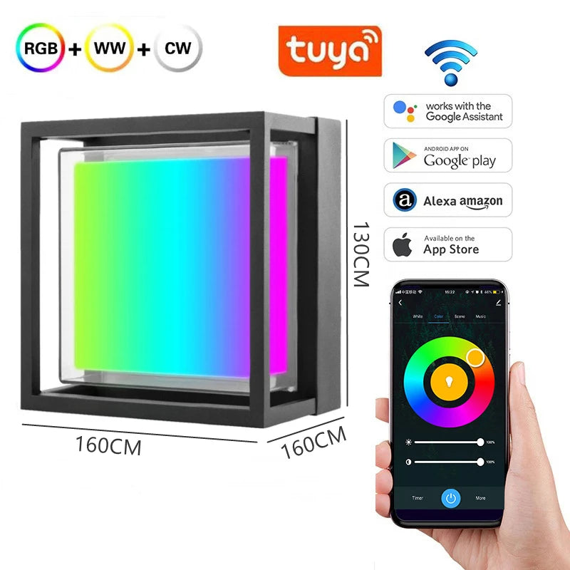 applique murale led extérieure wi-fi étanche double abat-jour aluminium acrylique - vue 11 sur 15