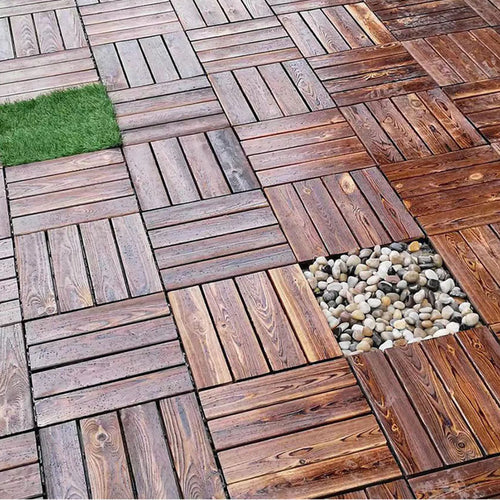 Lot de 10 dalles bois emboitables terrasse exterieure - vue 6 sur 6
