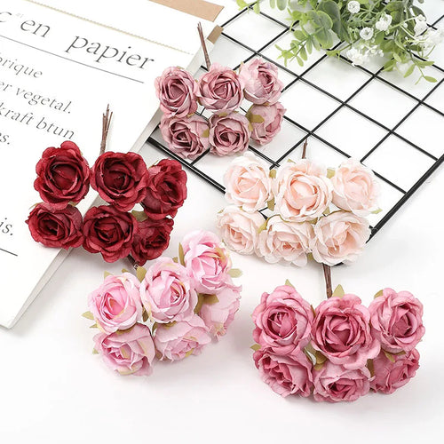 mini bouquet de roses artificielles pour décoration florale - vue 2 sur 15