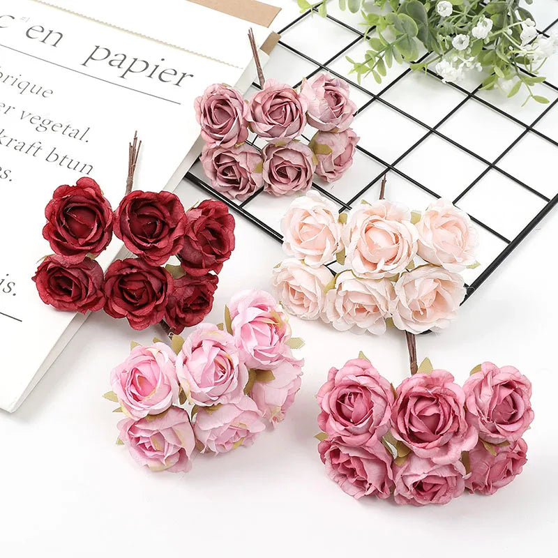 mini bouquet de roses artificielles pour décoration florale - vue 1 sur 15