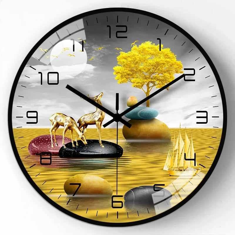horloge murale en verre design moderne style chinois créatif et muet - vue 8 sur 11