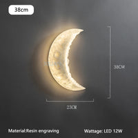 applique murale en croissant de lune en résine gravée pour éclairage décoratif