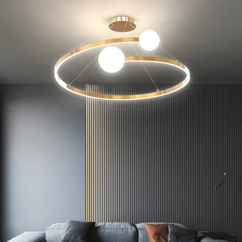 lustre nordique simple anneau led décoratif intérieur - vue 4 sur 8
