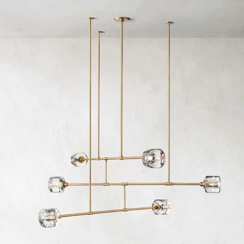 lustre en cristal de style américain en cuivre moderne - vue 3 sur 10