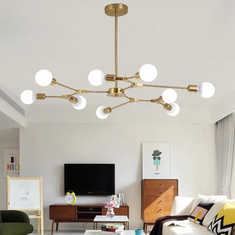 lustre moderne spoutnik satellite lampe suspendue 3 6 9 branches - vue 2 sur 12