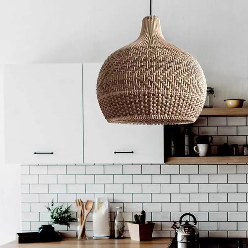 suspension en osier japonais tissée à la main pour décoration intérieure - vue 3 sur 15