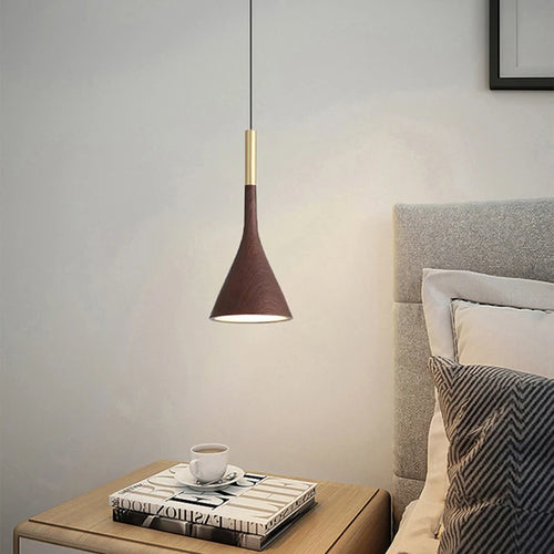suspension moderne en métal imitation bois avec cordon réglable - vue 5 sur 8