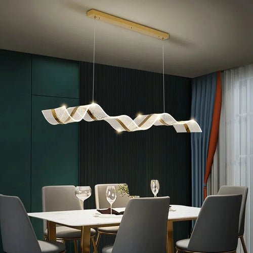 lustre led design vague suspension luminaire intensité variable - vue 3 sur 9