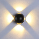 Applique murale LED de jardin étanche ronde à quatre côtés
