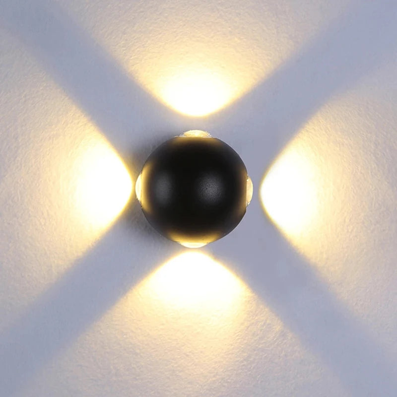 Applique murale LED de jardin étanche ronde à quatre côtés - vue 4 sur 8