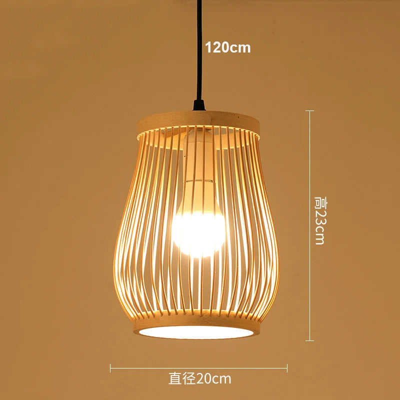 LED moderne lustre en bois chambre salon table basse décor lampe suspendue maison loft bambou lampes suspendues éclairage intérieur - vue 19 sur 19