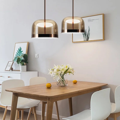 suspension en verre design nordique luminaire moderne à LED - vue 6 sur 9