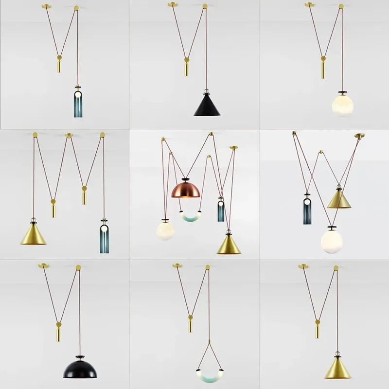 suspension en métal réglable design pour éclairage intérieur décoratif - vue 2 sur 25