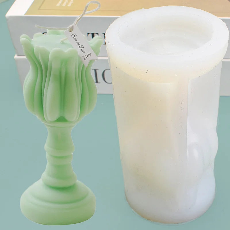 moule en silicone pour bougies diy et chandeliers tulipes créatifs - vue 2 sur 7