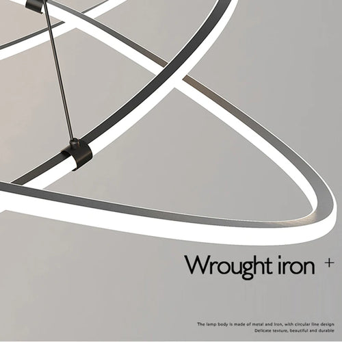 Black White Art Design Bedroom Pendant Lamps 60cm 80cm 100cm Minimalist Spiral Ring Hanging Light for Living Room Dining Room - vue 6 sur 11