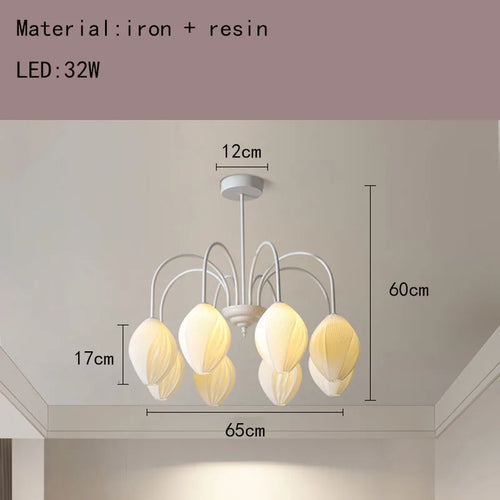 lustre en résine avec abat-jour romantique en métal - vue 9 sur 14