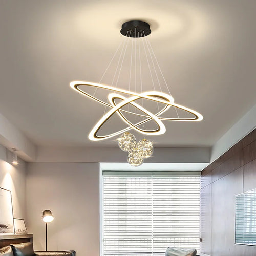 suspension moderne led anneaux design pour intérieur - vue 3 sur 10