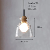 Lamp Mini Pendant Lighting With Handblown Clear Hammered Glass Shade, Adjustable Cord Ceiling Light Fixture For Kitchen Island