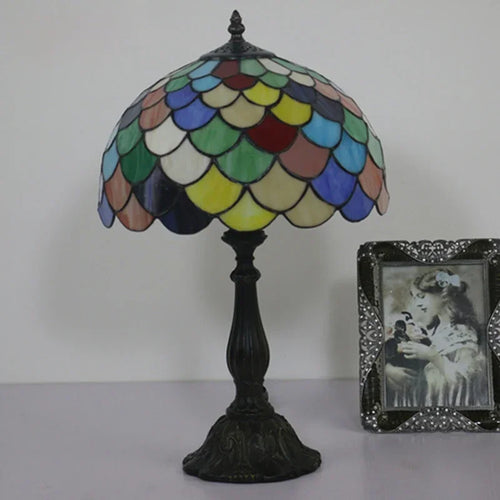 lampe de table rétro méditerranéenne en verre teinté LED - vue 7 sur 6