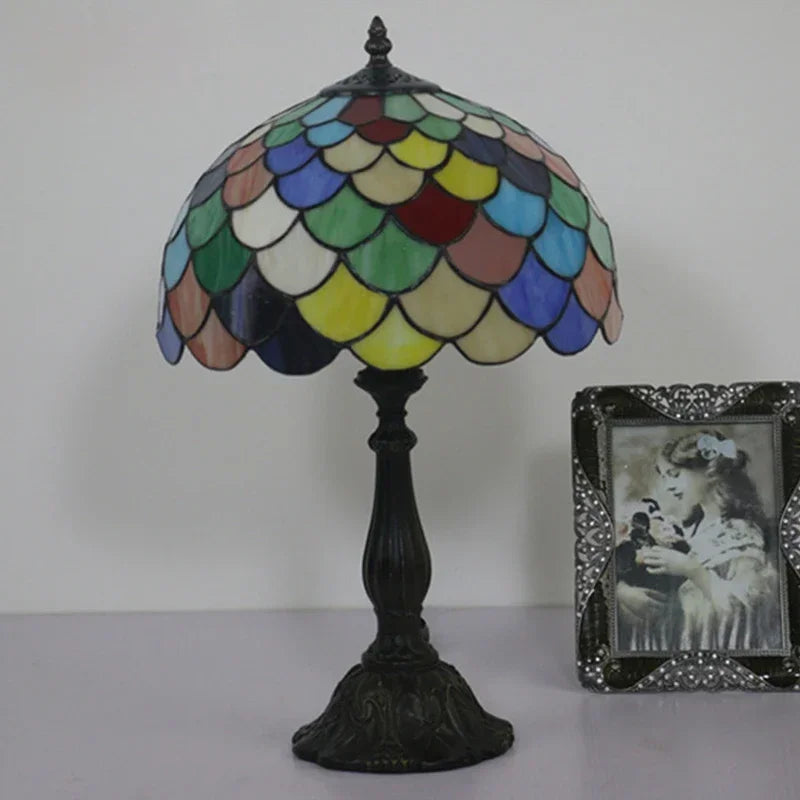 lampe de table rétro méditerranéenne en verre teinté LED - vue 6 sur 6