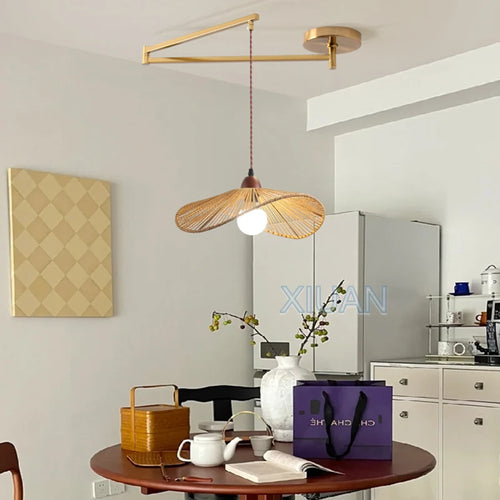 lustre wabi-sabi vintage avec tissu appliqué pliant - vue 5 sur 11