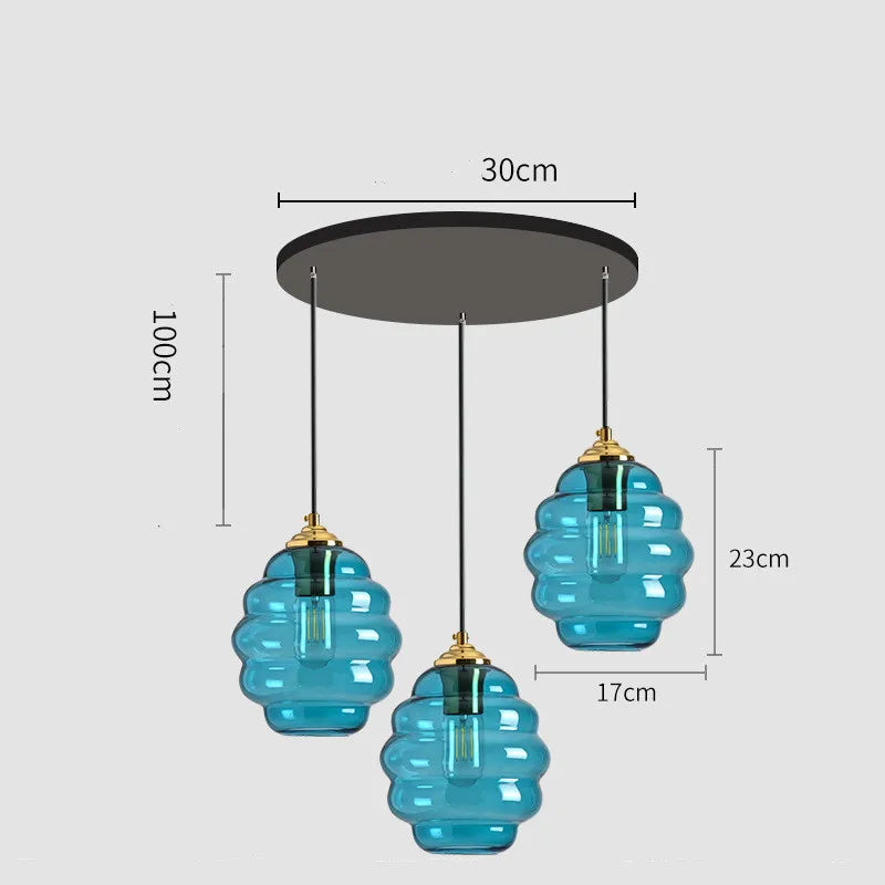 suspension moderne en verre teinté pour décoration intérieure - vue 23 sur 24
