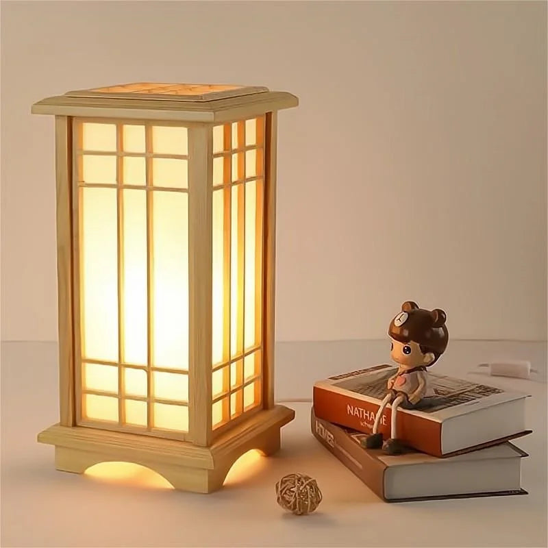 lampadaire japonais en bois massif pour intérieur lumineux - vue 2 sur 9