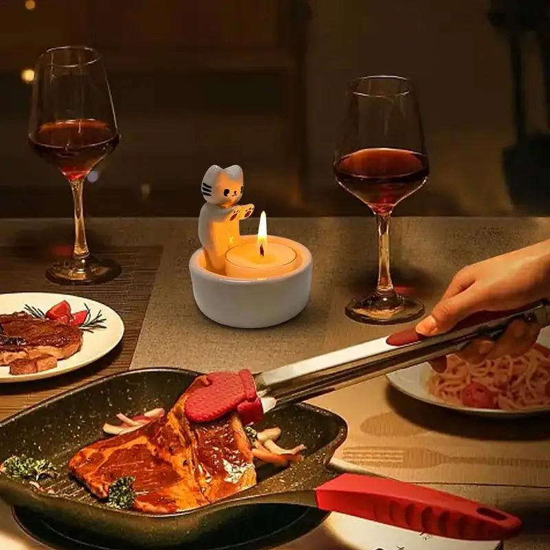 bougeoir chat mignon pour bougie aromathérapie décoratif cadeau anniversaire - vue 5 sur 8