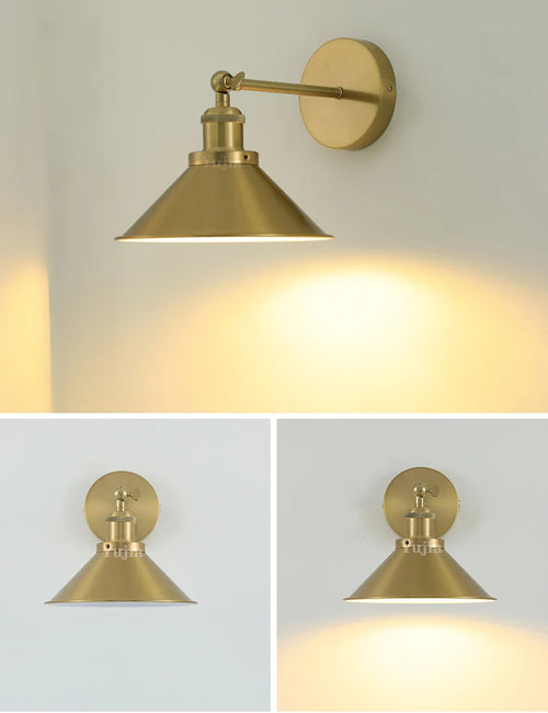 applique murale rétro réglable en fer et laiton décorative à LED - vue 5 sur 8