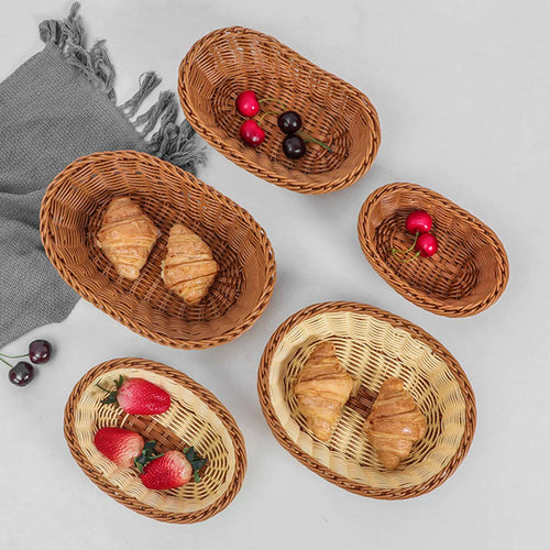 panier tressé ovale pour rangement de fruits et cosmétiques - vue 2 sur 7