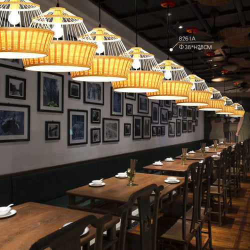 suspension luminaire en bambou pour restaurant hôtel - vue 6 sur 11