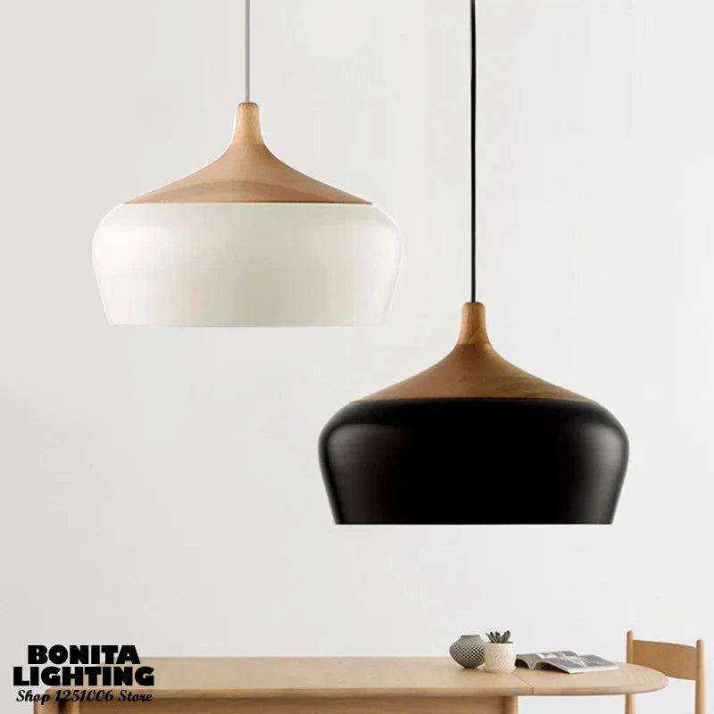 lustre en bois design nordique pour éclairage moderne - vue 1 sur 10