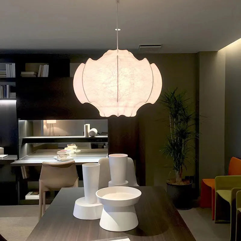 plafonnier wabi sabi en soie japonaise pour décoration intérieure moderne - vue 3 sur 9
