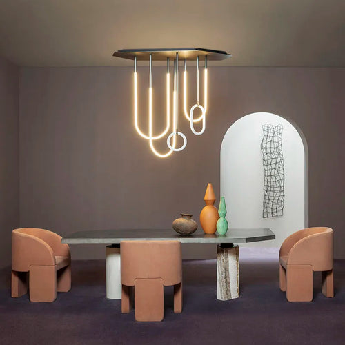 lustre style nordique ligne combinaison minimalisme moderne led dimmable - vue 4 sur 10