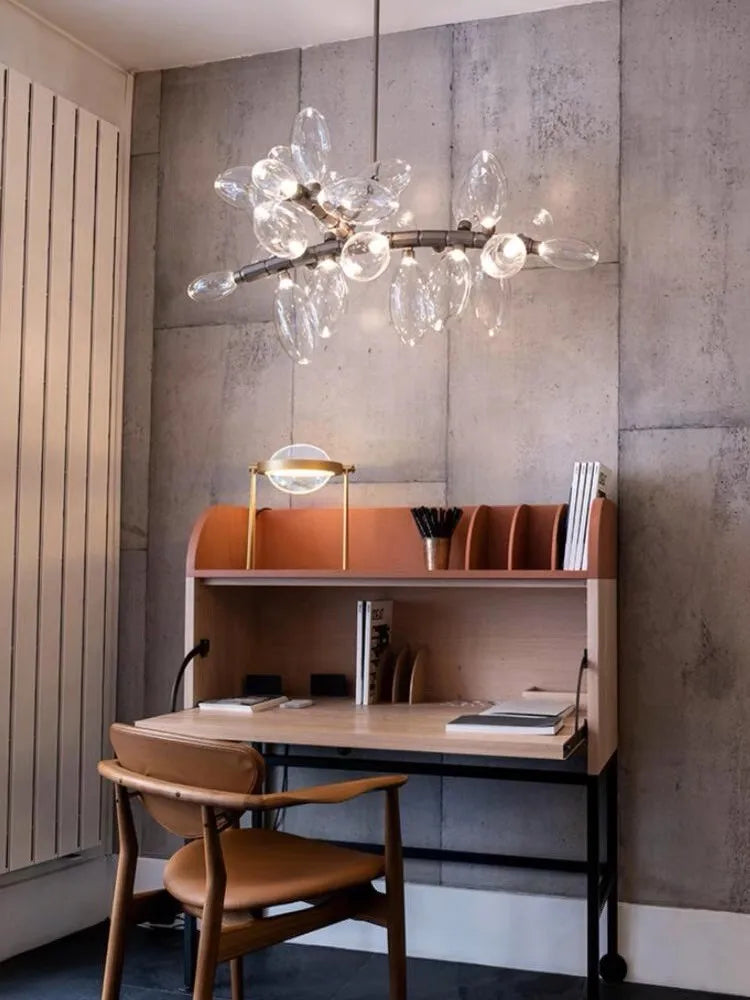 Modern Luxury  White Glass Grape Shaped Duplex Villa Chandelier, Living Room, Dining Room, Hotel Circular Decorative Chandelier - vue 6 sur 15