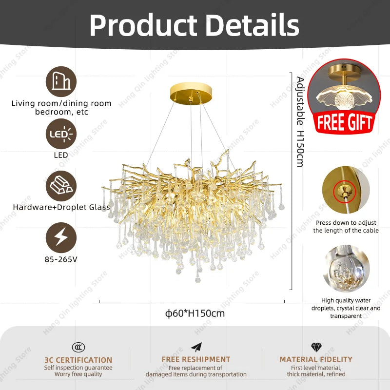 lustre suspendu en cristal design pour intérieur élégant - vue 5 sur 12