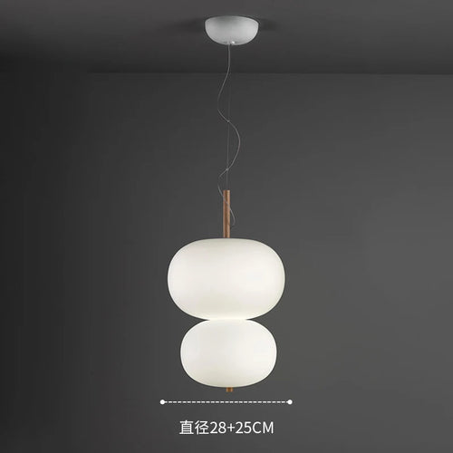 Kobuc Design nordique salon suspension avec grande boule ronde abat-jour en verre créatif bois lustre salle à manger chevet - vue 13 sur 13