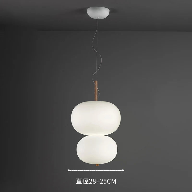 Kobuc Design nordique salon suspension avec grande boule ronde abat-jour en verre créatif bois lustre salle à manger chevet - vue 12 sur 13