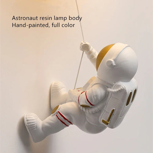 Applique murale Chambre d'enfants lune moderne minimaliste créatif astronaute plein cuivre dessin animé garçon chambre chevet fond - vue 5 sur 10