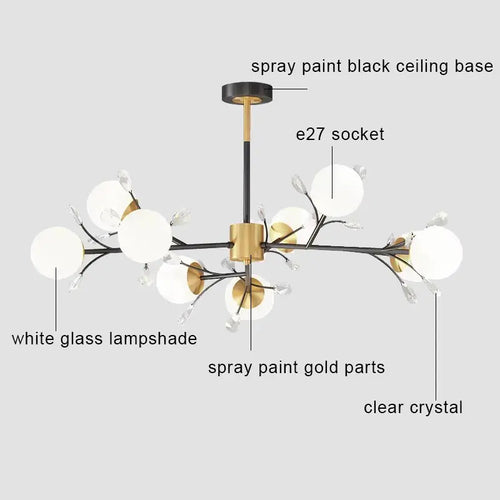 lustre en cristal nordique à led pour décoration intérieure moderne - vue 2 sur 17