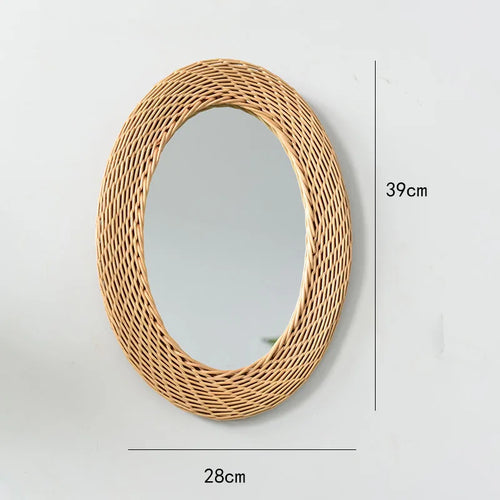 miroirs décoratifs rétro en rotin faits main pour décoration murale - vue 6 sur 6